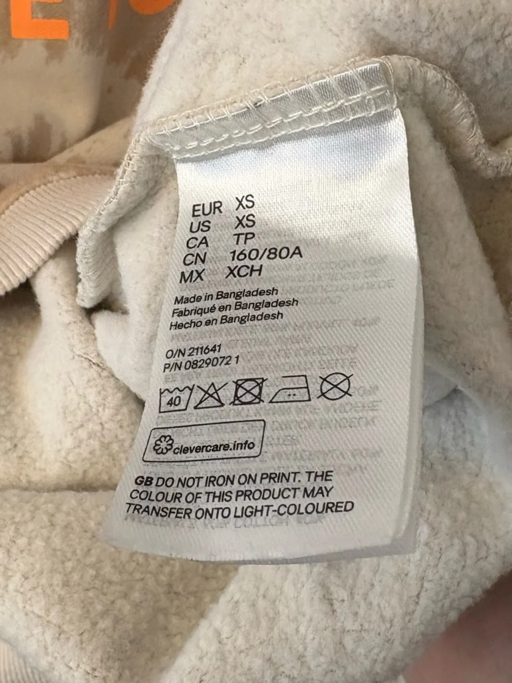 H&M Beige & Creme Shawn Mendes Tie-Dye Sweatshirt Oversized Size Extra Small - Picture 13 of 15